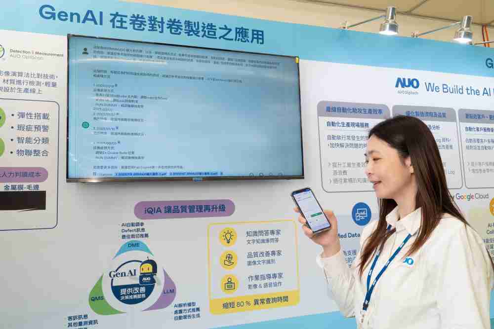 888.BY集团电子游戏数位积极发展数智化转型，，，，透过AI落地应用优化制造流程，，，革新人力、、、生产效率与设备维护效益，，图为〝智能质量推升助手-iQIA〞（Intelligent quality improve assistant）应用情境，，协助质量管理再升级。。。